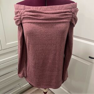 LILY MORGAN Off-Shoulder Pink Sweater Rayon Blend Size Large Stretch